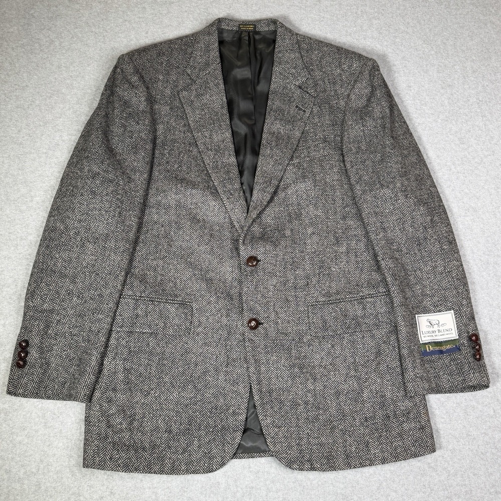 New VTG Deansgate Herringbone Tweed Sport Coat Jacket Men's 42L Wool Lambswool